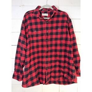 Orvis Shirt XL Red Black Buffalo Plaid Flannel Heavy Outdoor Workwear